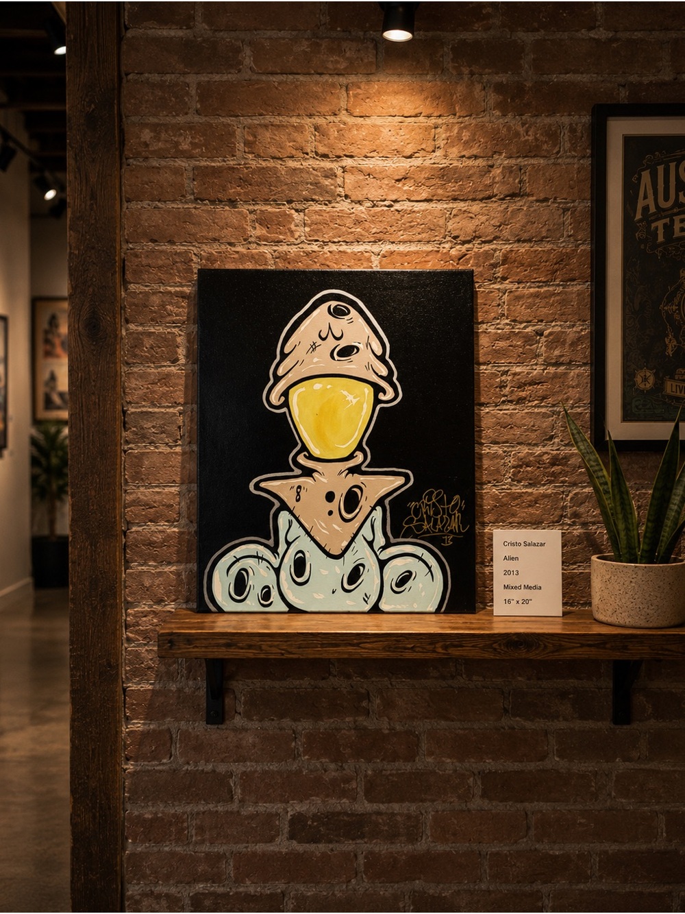 Original Cristo Salazar Alien Painting Signed 2013 Urban Contemporary Art
